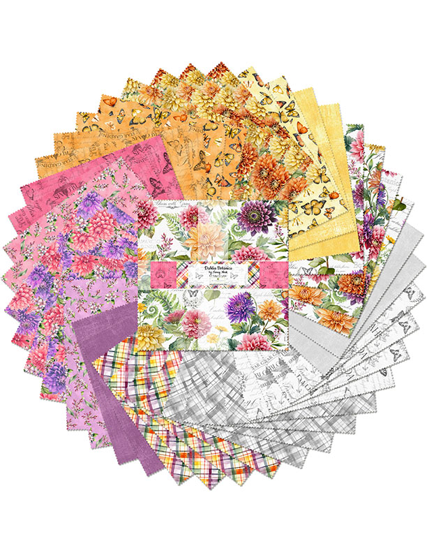 Dahlia Botanica 10” Precut Fabric Pack | Nancy Mink | 42-Piece Set