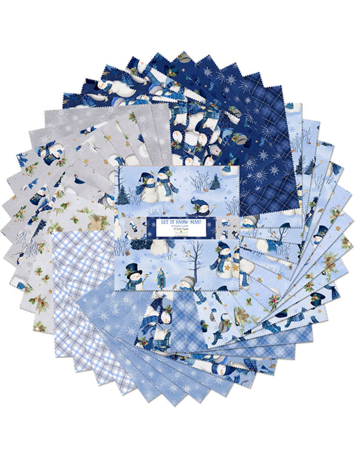 Let It Snow-Man 10 Inch Fabric Squares | Wilmington Prints 42 Piece Winter Layer Cake
