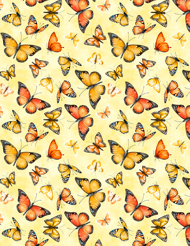 Dahlia Botanica Butterfly Cotton Fabric | Wilmington Prints | 43/44” Wide