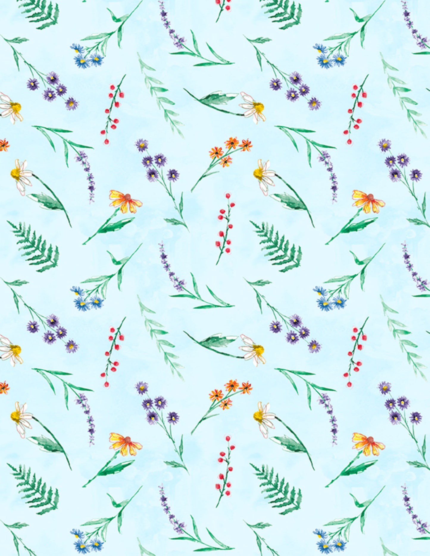 Blue Wildflowers Quilt Cotton Fabric