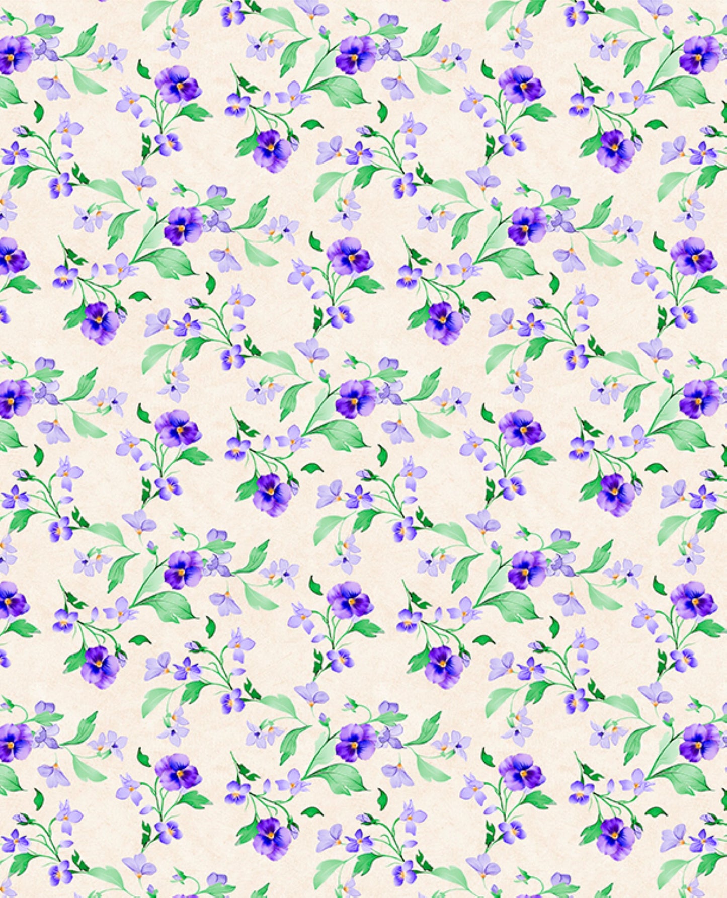 Pansy Fields Trailing Florals Cream Fabric | Wilmington Prints