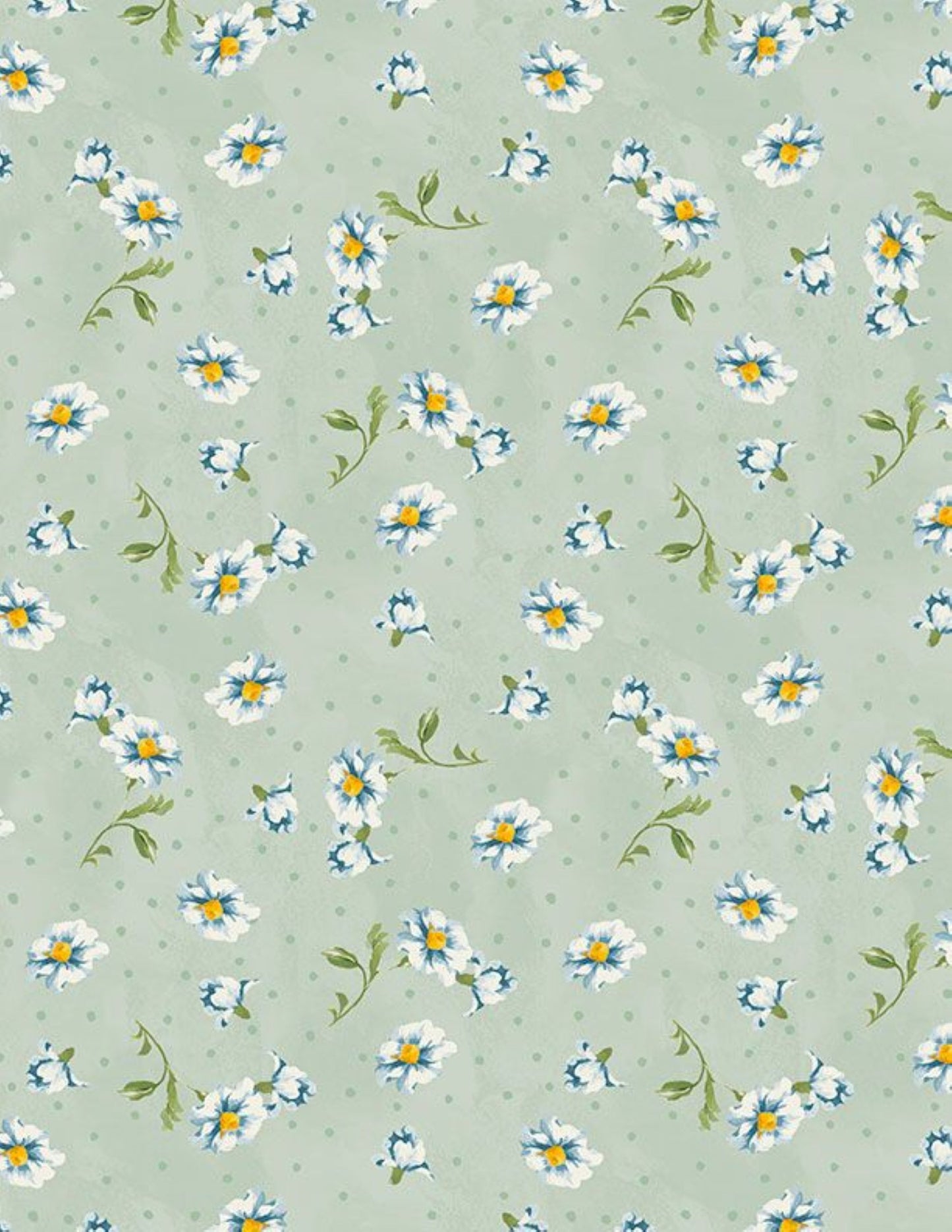 Blushing Meadow Floral Toss Sage Green Cotton Fabric by Wilmington Prints | Daisy Fabric by the Yard