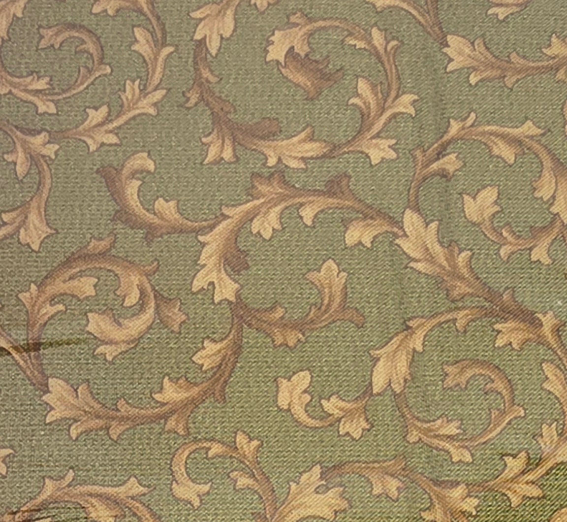 Garden Harvest Cotton Fabric - Traditional Leaf Scroll on Sage