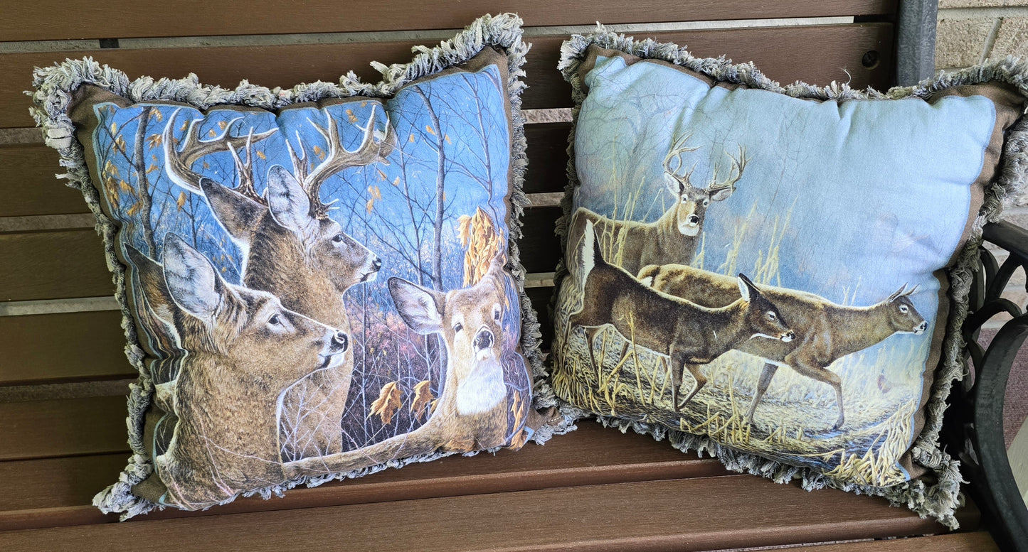 The Rut Deer Decorative Pillow – 16" Rustic Buck Accent Cushion | Hunting Lodge, Cabin, or Country Home Decor | Wildlife Throw Pillow