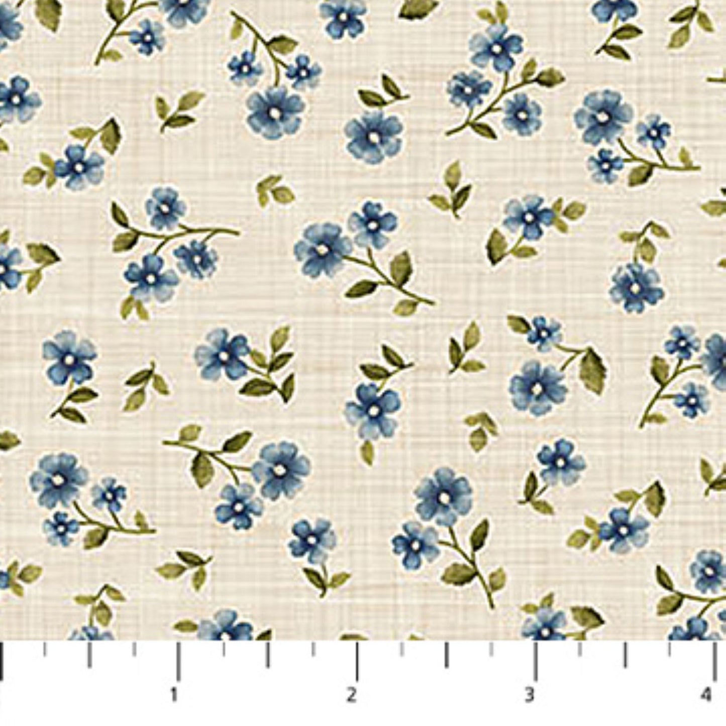 Farmhouse Sampler Fabric by Northcott β Blue Floral Cotton Quilting Fabric on Cream β Yardage