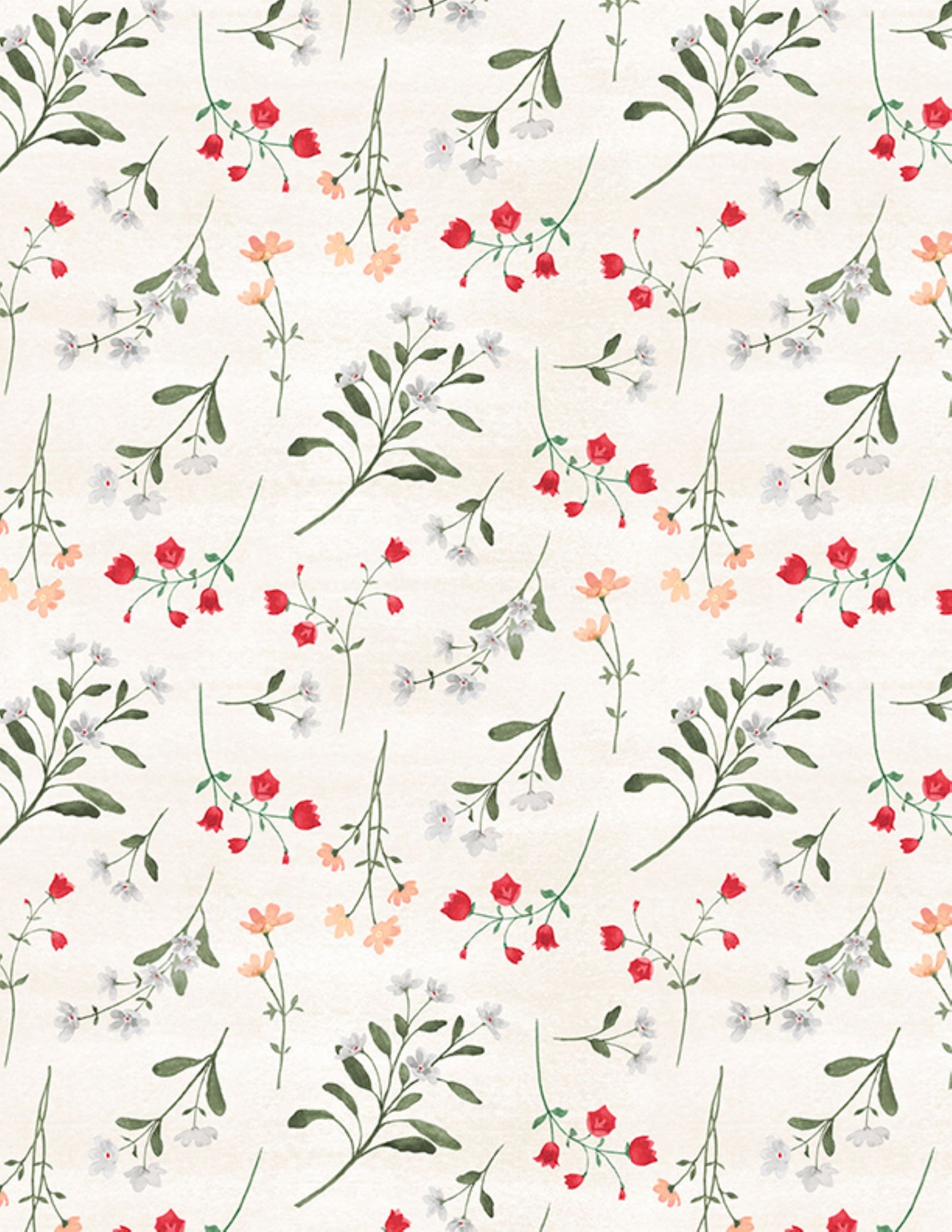 Small Flower Tossed on Cream Background – Peach Whispers Fabric by Beth Grove for Wilmington Prints