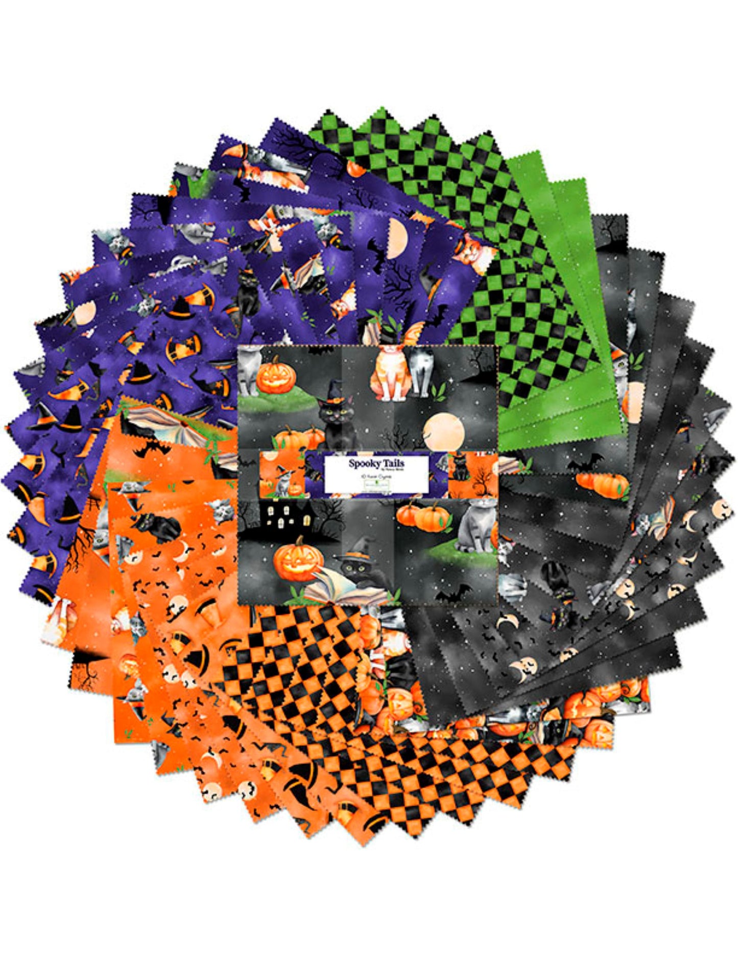 Spooky Tails Layer Cake Fabric – Halloween 10” Precut Quilt Squares | Wilmington Prints 42pc Bundle