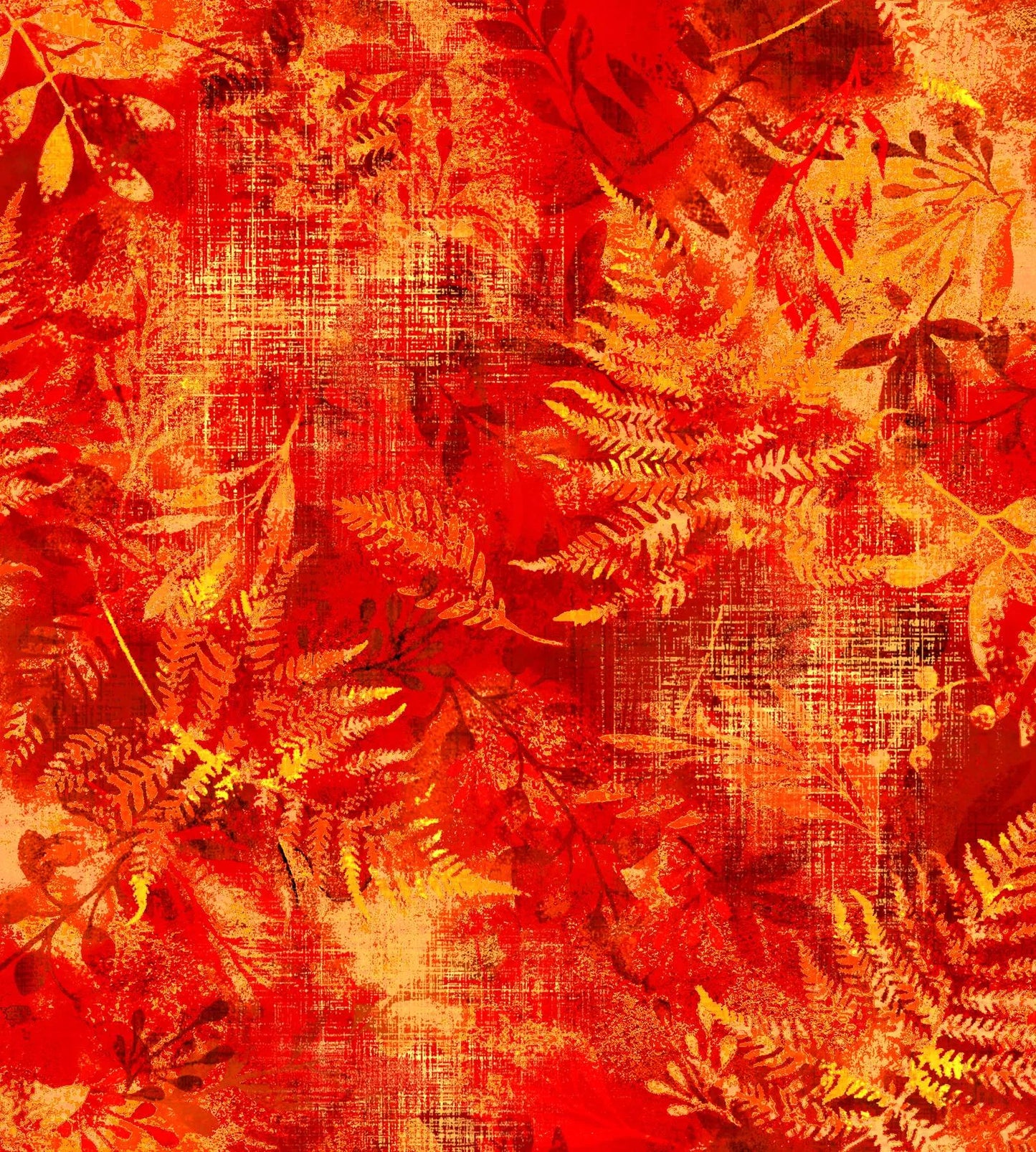 Fall Classic Fabric by Oasis Prints | Autumn Leaves in Red, Orange & Gold | 100% Quilting Cotton