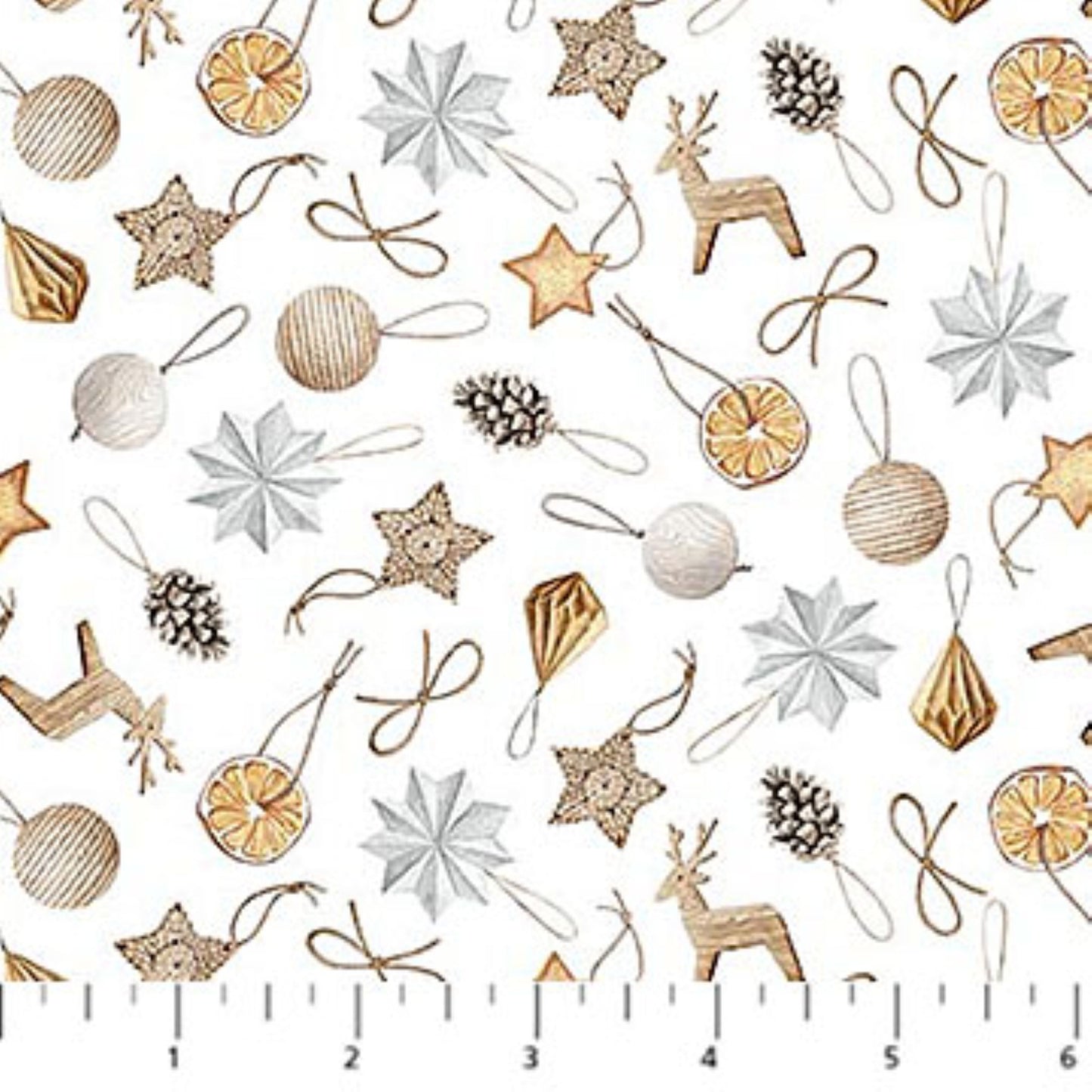 Northcott Snowbound Ornaments Fabric by the Yard | Scandinavian Christmas Quilting Cotton
