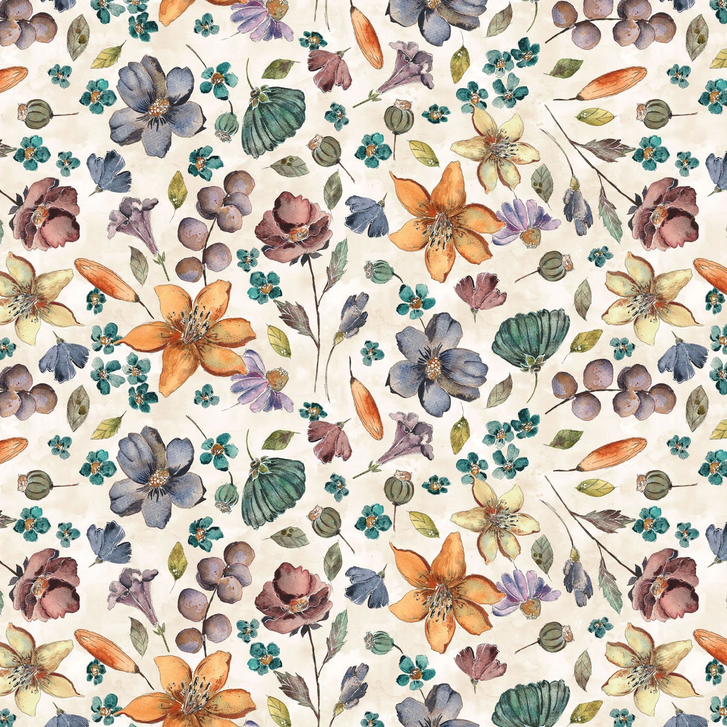 Night Whispers Floral Fabric | Clothworks | 43/44” Cotton Yardage