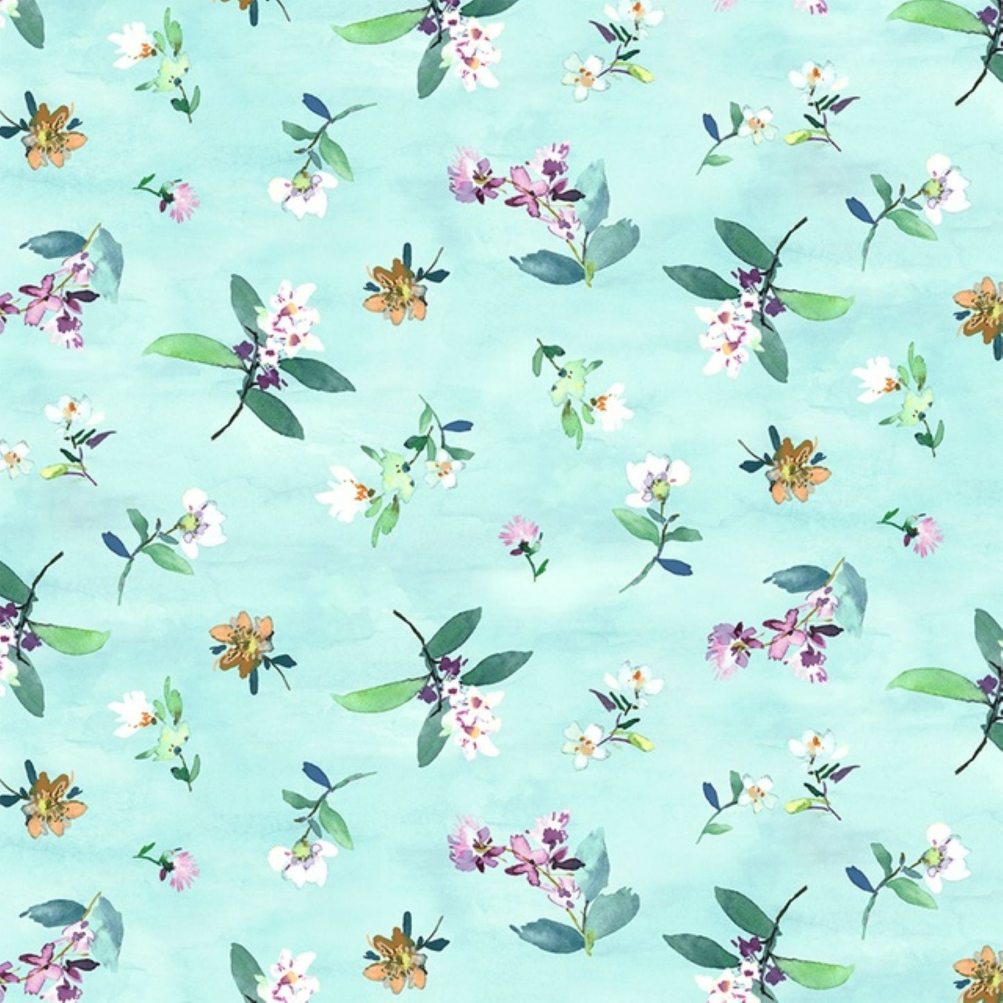 Flower Lake Aqua Quilting Cotton by Michael Miller – Aqua Floral Fabric Yardage