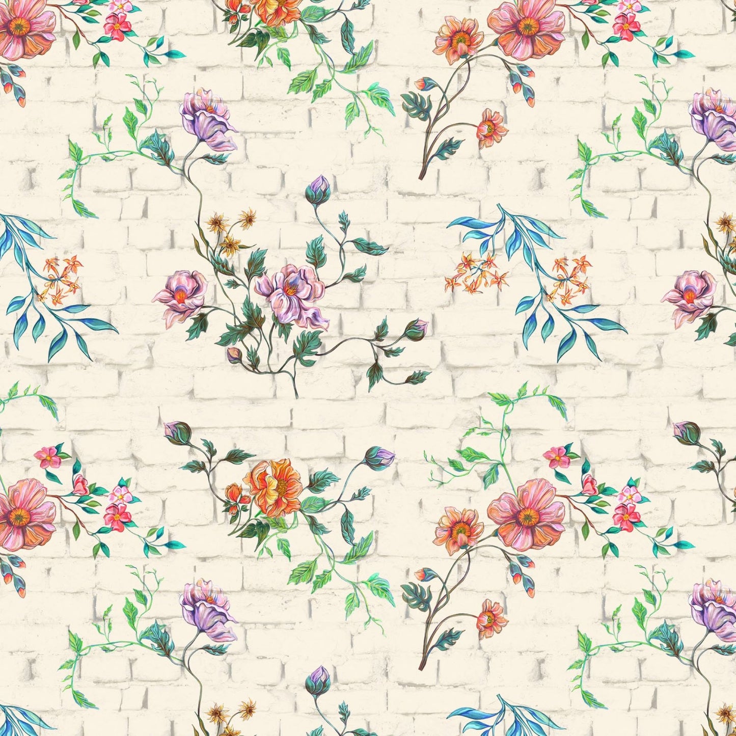 Butterscotch Chintz Fabric by Free Spirit β Vintage Floral Brick Quilt Cotton Yardage