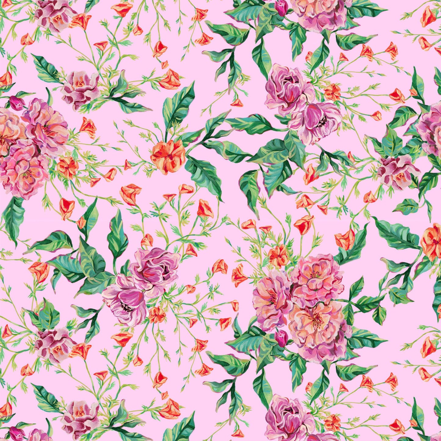 In Full Bloom Cotton Fabric | Rose Garden-Blush | By The Yard