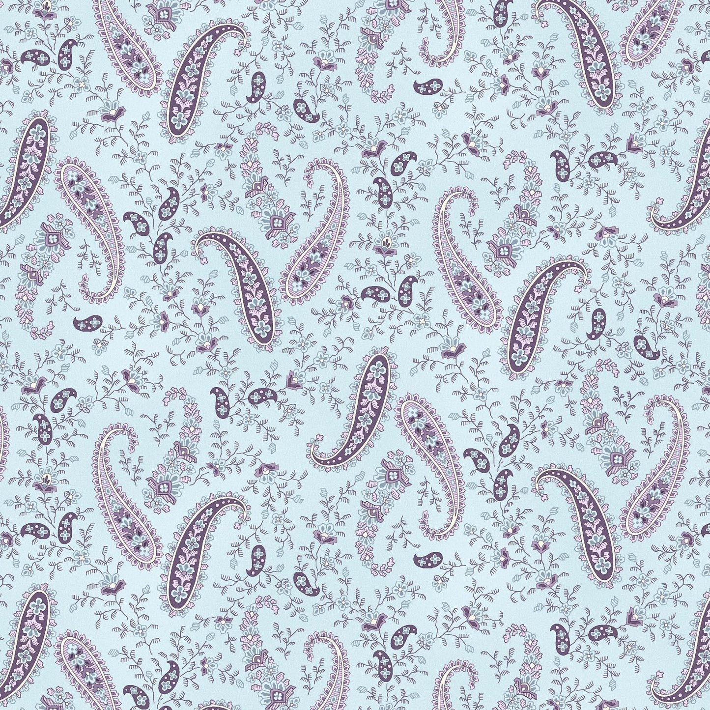 Twilight Garden Paisley Flannel by Henry Glass – Blue Cotton Flannel Fabric 43/44" Wide