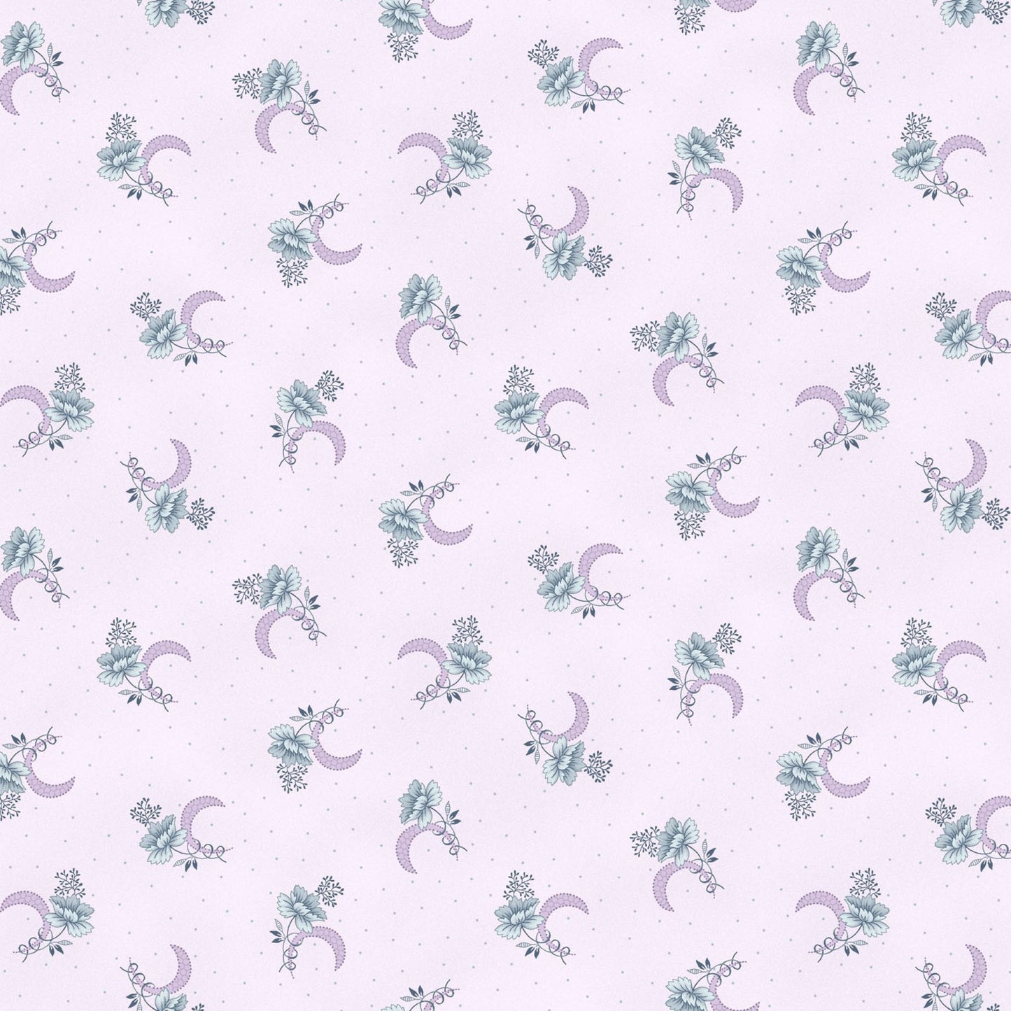Henry Glass Twilight Garden Flannel – Crescent Flowers Lilac Cotton Fabric