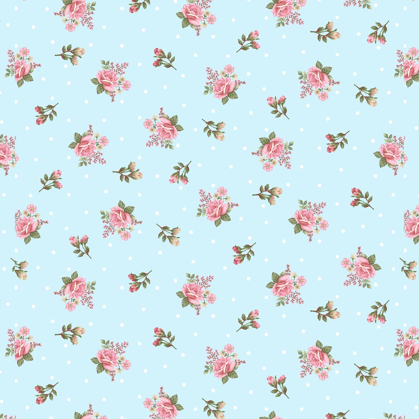 My Victorian Garden by Henry Glass – Romantic Rose Cotton Fabric Collection in Soft Pink, Blue & Green