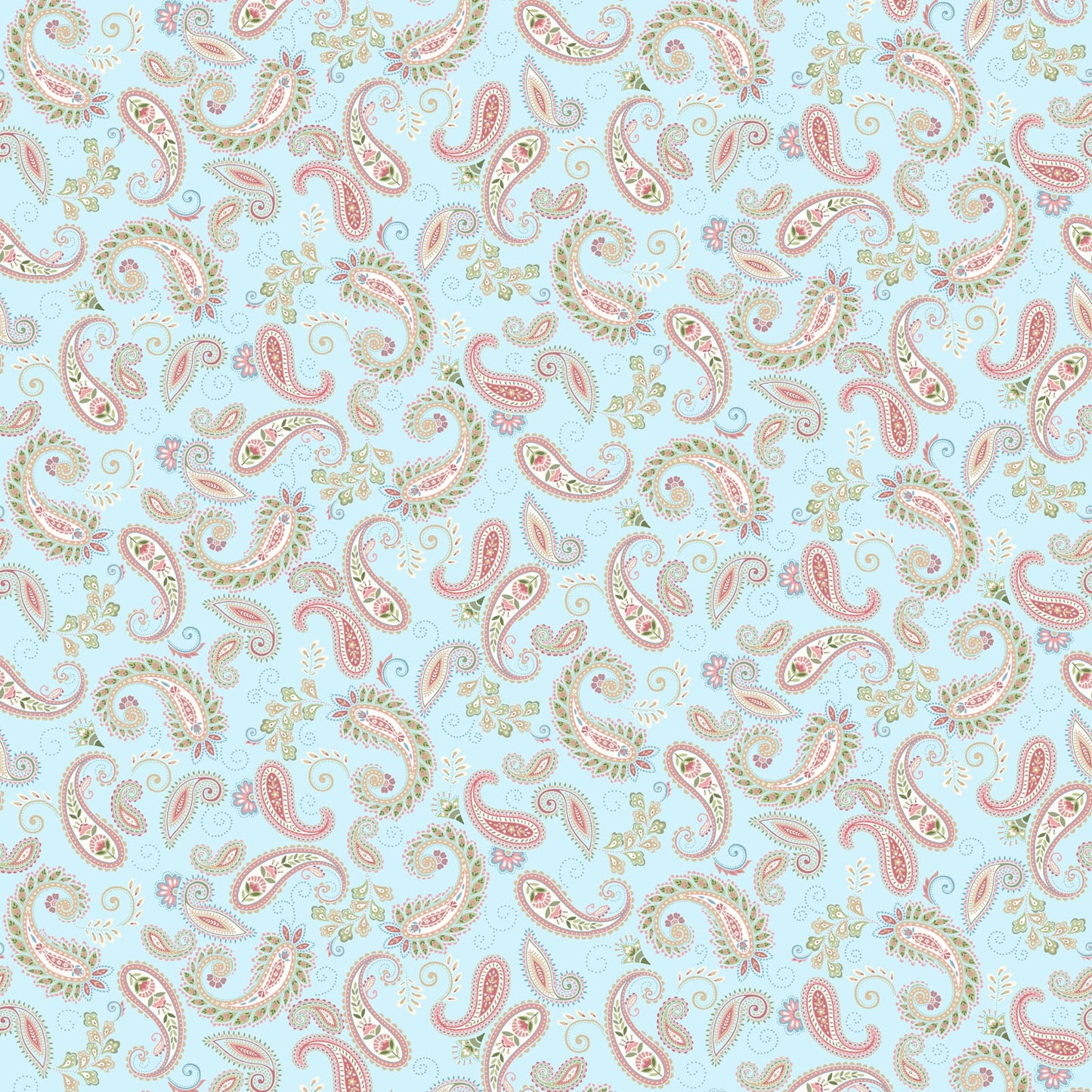 My Victorian Garden by Henry Glass – Romantic Paisley Cotton Fabric Collection in Soft Pink, Blue & Green
