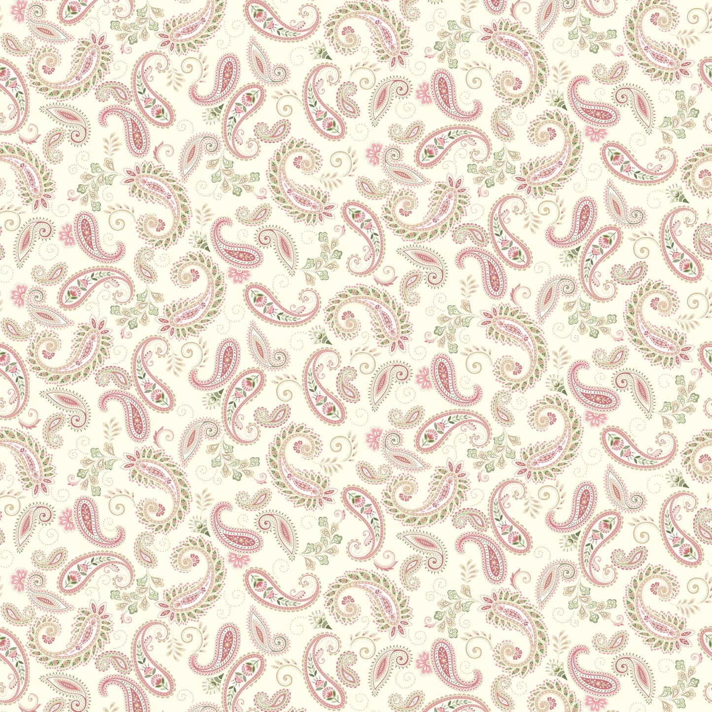 My Victorian Garden by Henry Glass – Romantic Paisley Cotton Fabric Collection in Soft Pink, Cream & Green