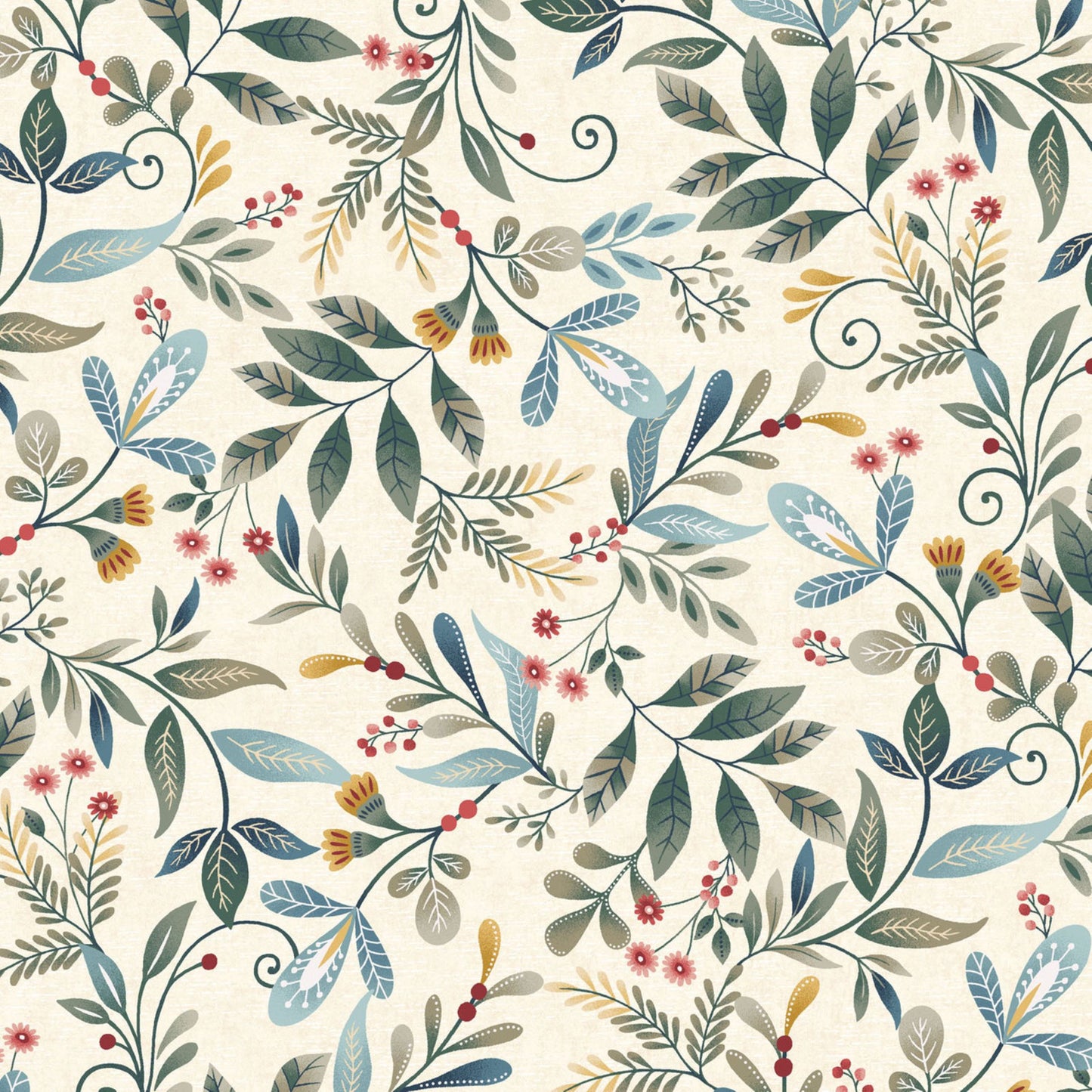 Henry Glass Norwegian Forest Forest Foliage Cream Quilting Cotton Fabric