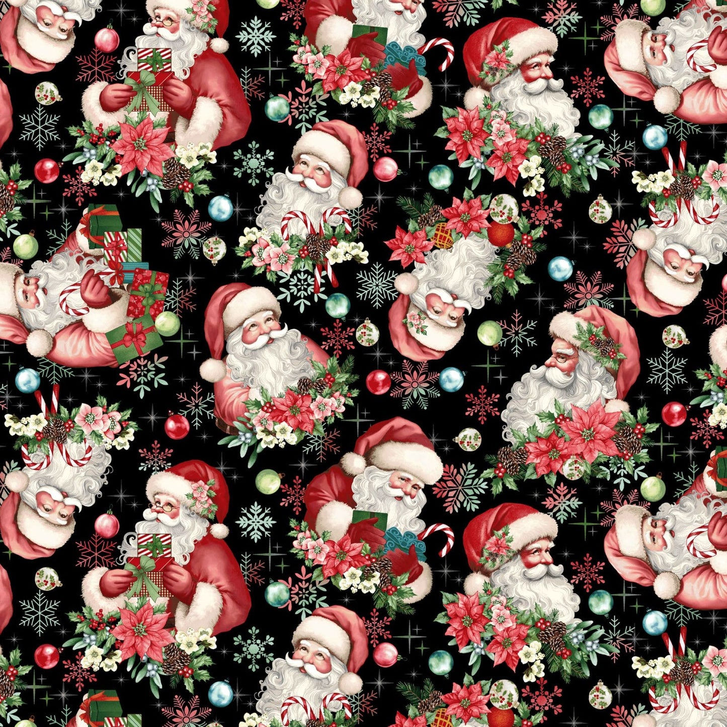 Henry Glass Sweet Christmas Memories Santa Toss Christmas Fabric