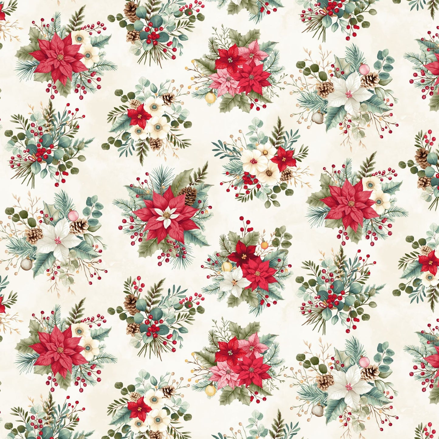 Henry Glass Sweet Christmas Memories Holiday Flower Toss Fabric