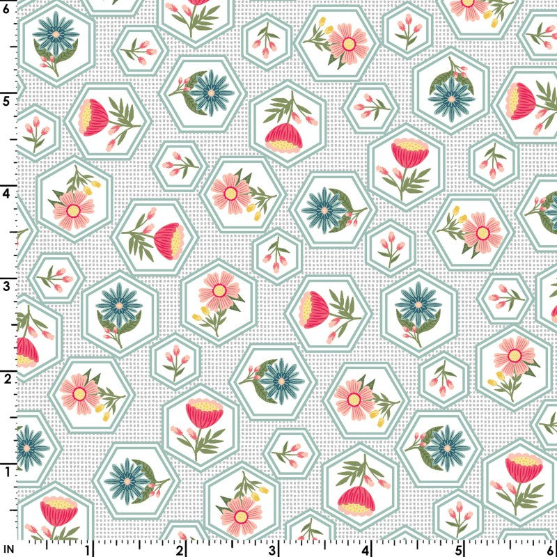 Vintage Flora Cotton Fabric – Geometric & Nature-Inspired Designs by Kimberbell