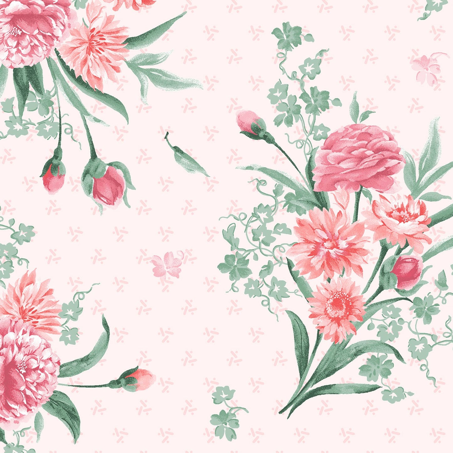 Garden Picnic – Carnation Bouquet Fabric by Maywood Studios