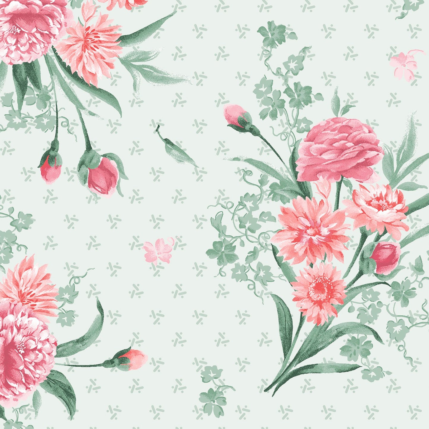 Garden Picnic – Carnation Bouquet Fabric by Maywood Studios