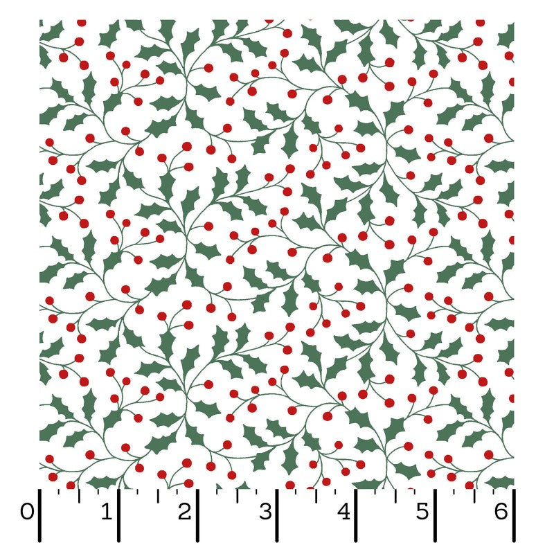 Merry Mix Holly and Berries Fabric by the Yard | Maywood Studios Christmas Cotton Fabric