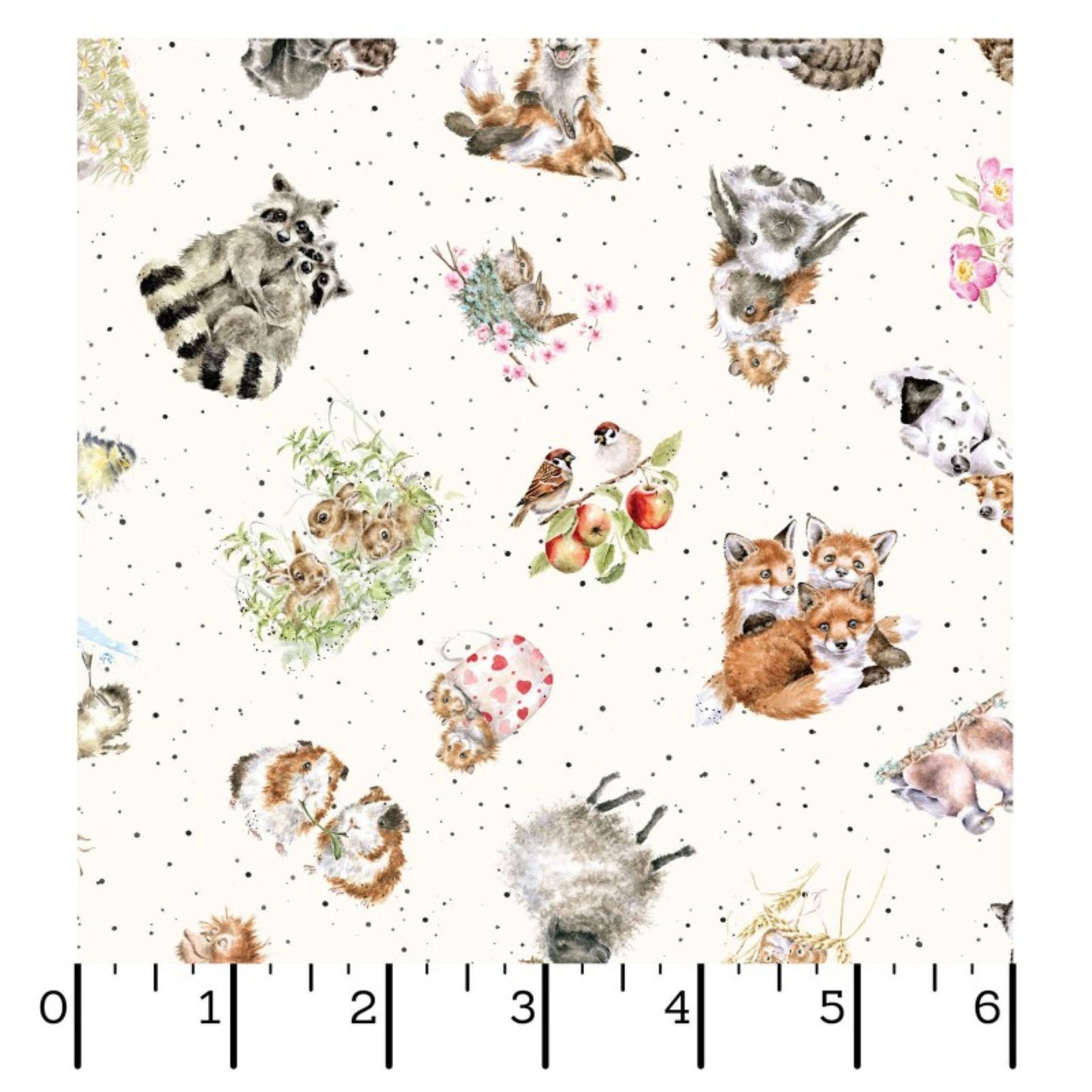 Together Is Better Tossed Animals Fabric by the Yard | Maywood Studios