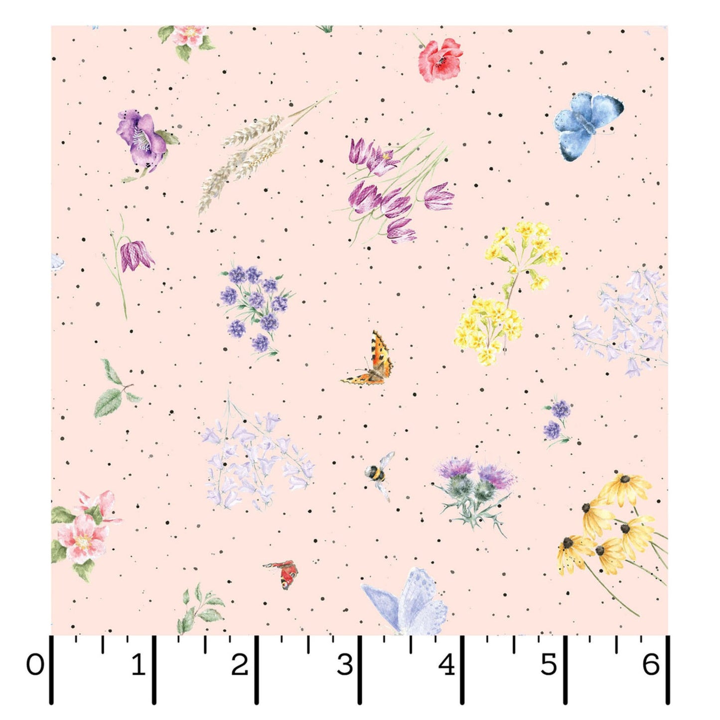 Together Is Better Flowers and Butterflies Pale Pink Fabric | Maywood Studios