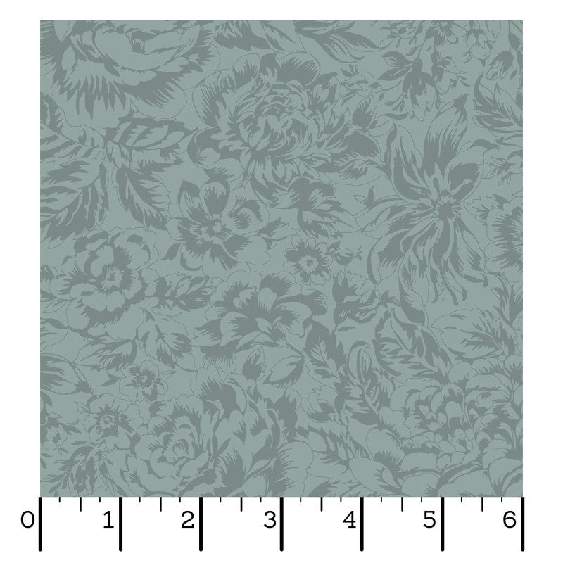 Maywood Studio La Fleur Flannel – Tonal Floral Dark Green Blue | 100% Cotton Flannel Blender Fabric