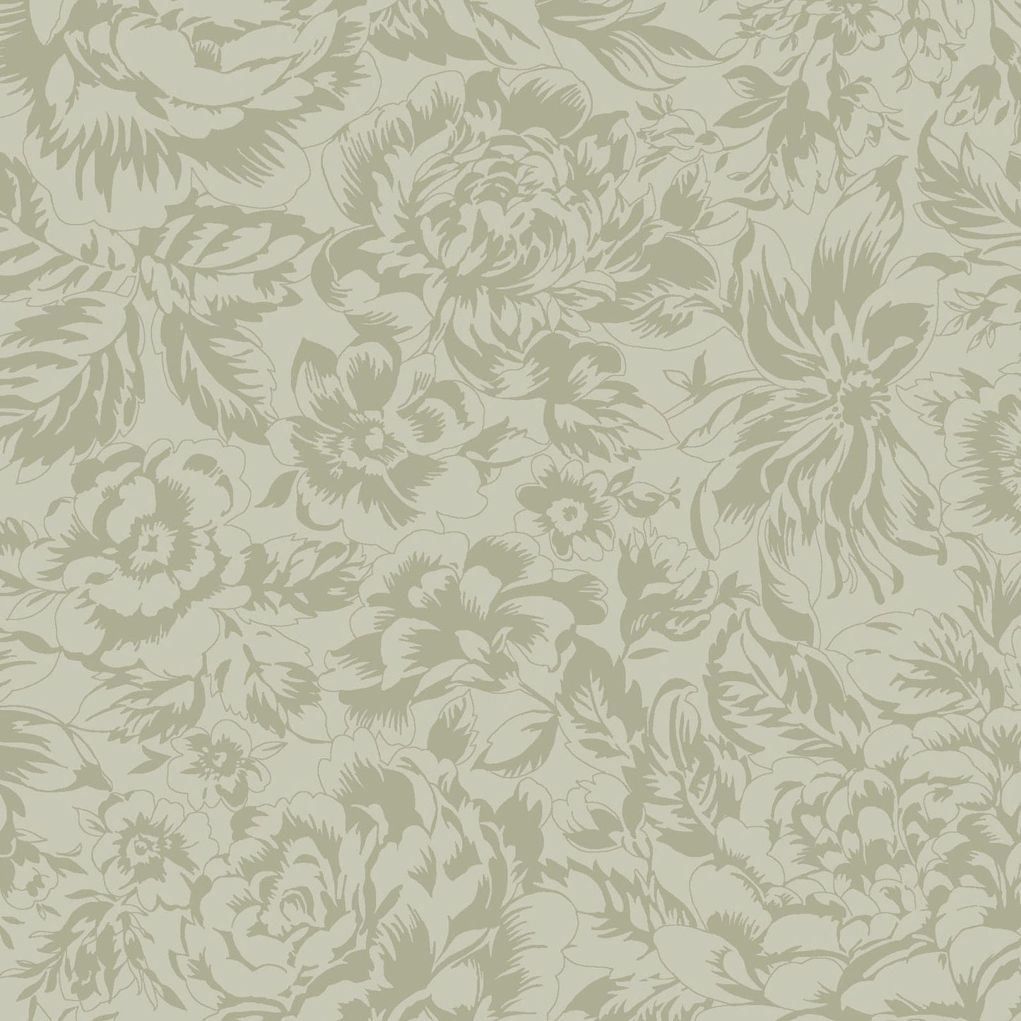 Maywood Studio La Fleur Flannel – Tonal Floral Sage Green | 100% Cotton Flannel Blender Fabric