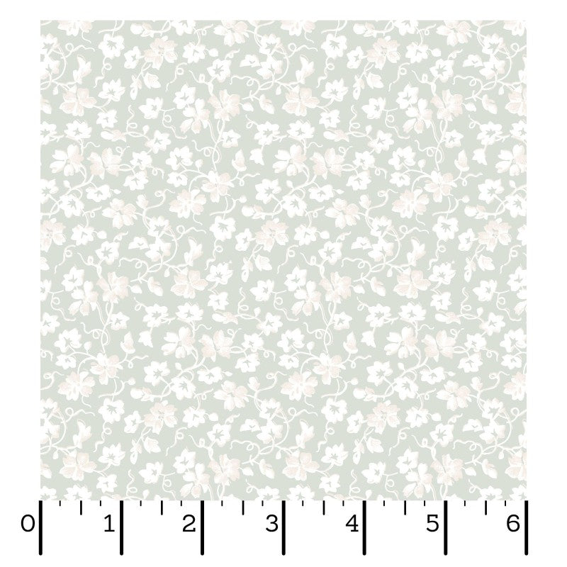 Maywood Studio La Fleur Flannel – Packed Ditsy Pale Sage Green | 100% Cotton Flannel Blender Fabric