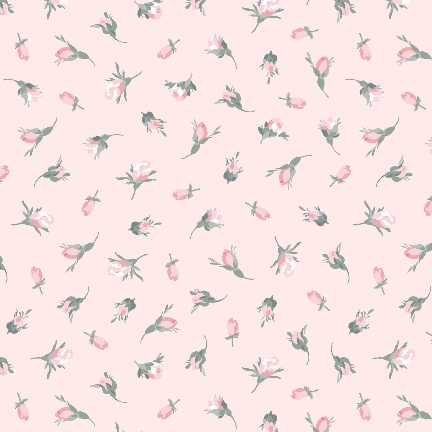 Maywood Studio La Fleur Flannel – Pink Rosebuds on Pale Pink | 100% Cotton Flannel Blender Fabric