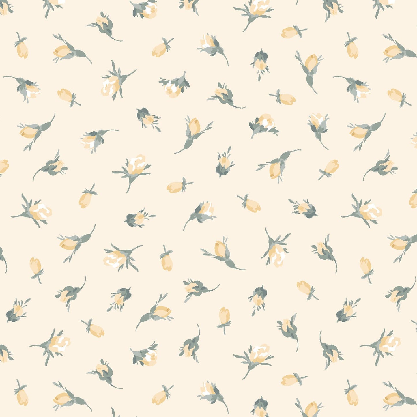 Maywood Studio La Fleur Flannel – Yellow Rosebuds on Pale Yellow | 100% Cotton Flannel Blender Fabric