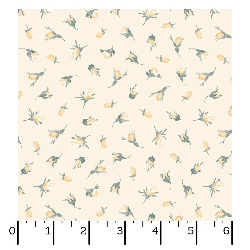 Maywood Studio La Fleur Flannel – Yellow Rosebuds on Pale Yellow | 100% Cotton Flannel Blender Fabric