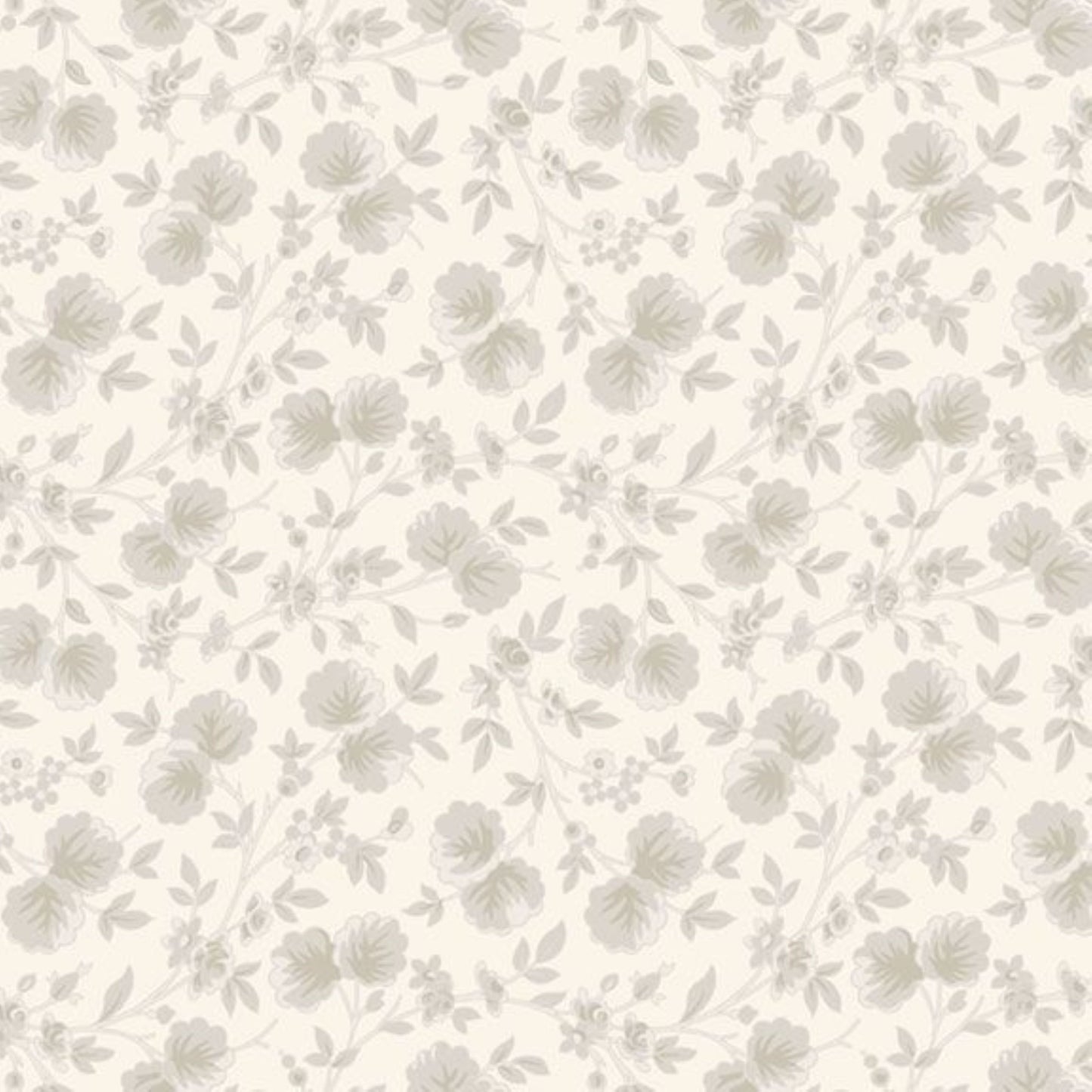 Steelworks II Fabric by Dolores Smith for Marcus Fabrics – Pale Gray Florals on Cream