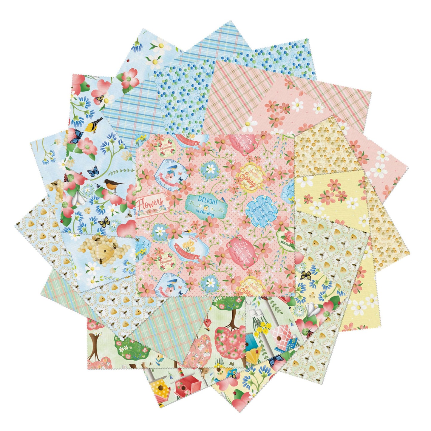 Benartex Enchanted Spring 10 Inch Precut Cotton Fabric Squares – 42 Pieces