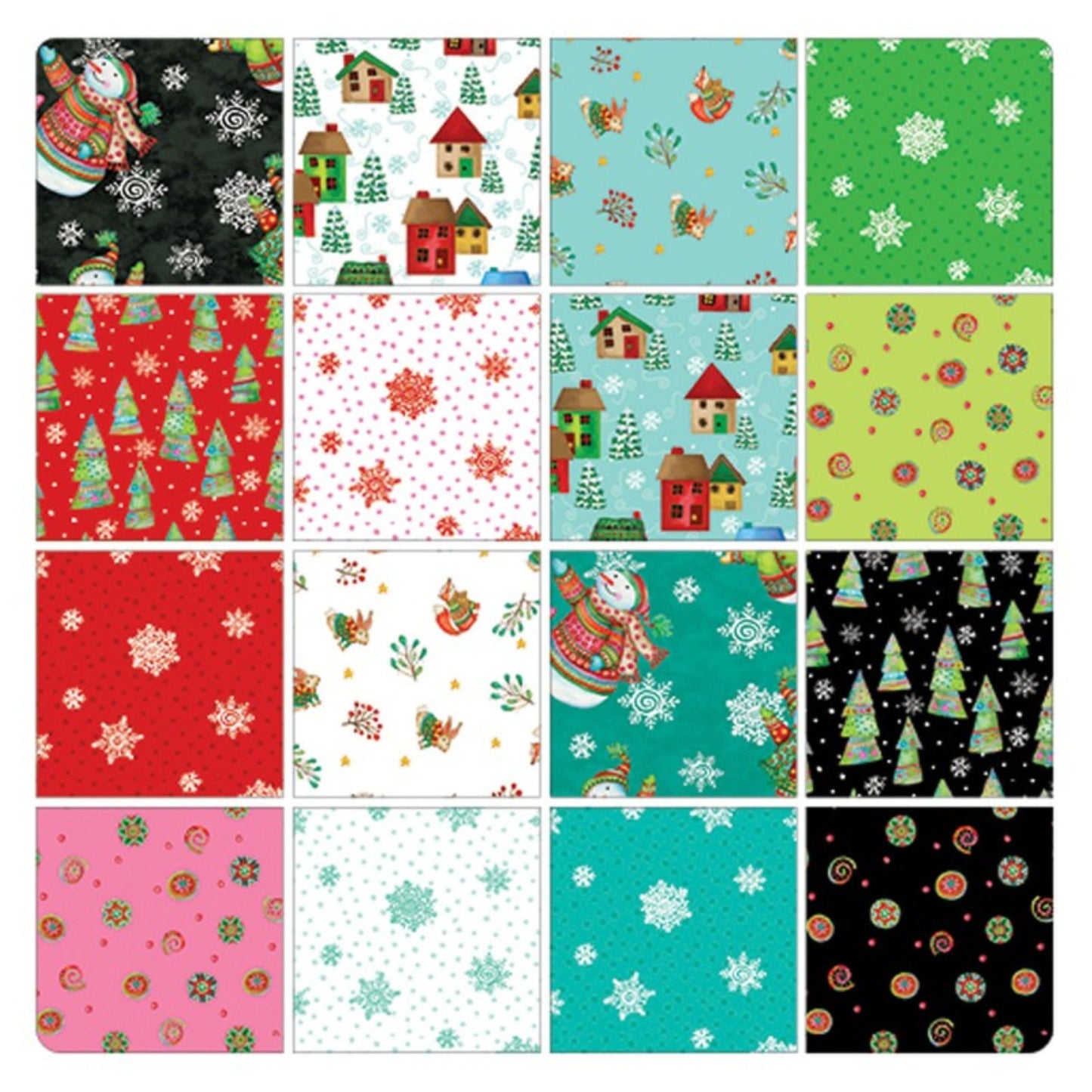 Snow Joy 10 Inch Precut Fabric Squares | Benartex Christmas Layer Cake Bundle