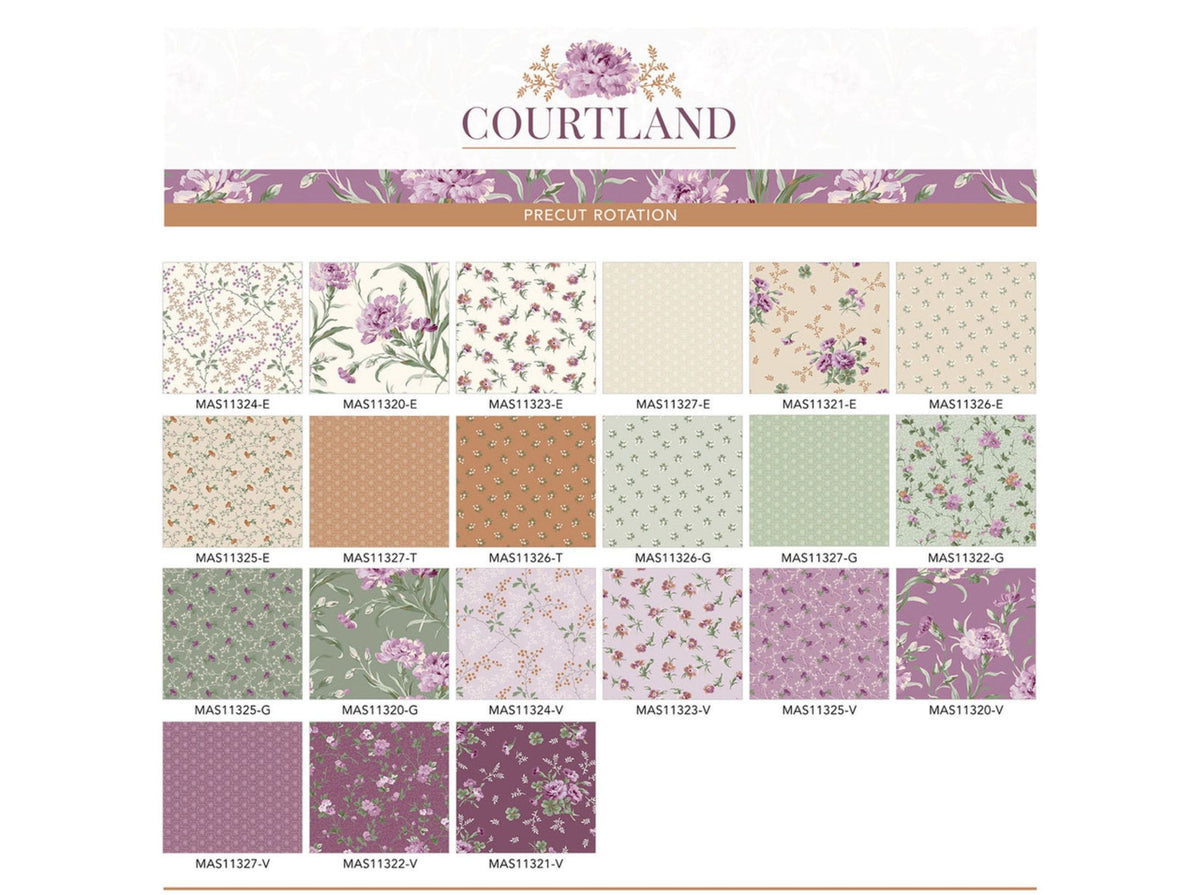 Courtland 10" Precut Quilting Cotton Squares | Floral Layer Cake.