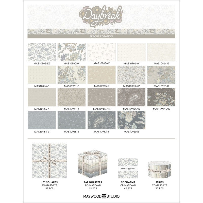 Maywood Daybreak Fabric Collection – 10” Precut Squares | 42 Piece Layer Cake | Paisley Cotton Quilting Fabric