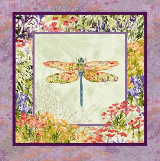 Dragonfly Dance Fabric by Henry Glass – Nature-Inspired Dragonflies & Wildflowers Quilt Blocks | 100% Cotton