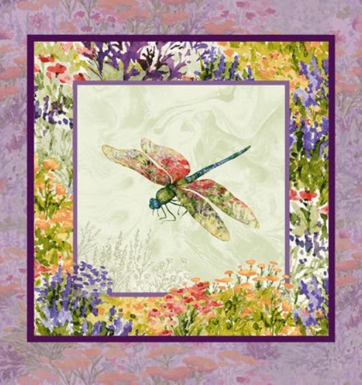 Dragonfly Dance Fabric by Henry Glass – Nature-Inspired Dragonflies & Wildflowers Quilt Blocks | 100% Cotton