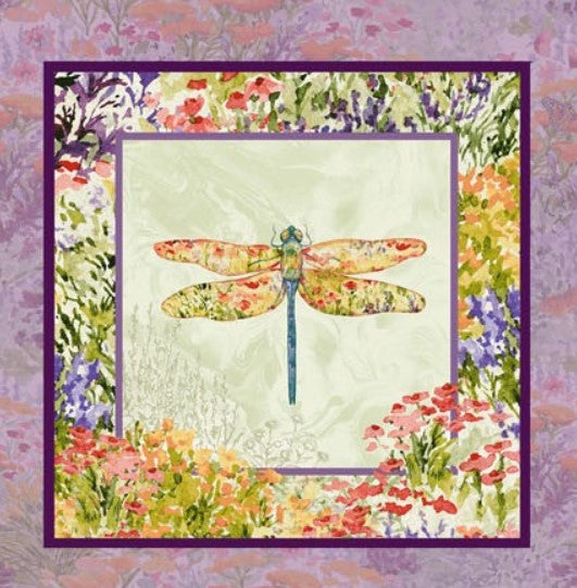 Dragonfly Dance Fabric by Henry Glass – Nature-Inspired Dragonflies & Wildflowers Quilt Blocks | 100% Cotton