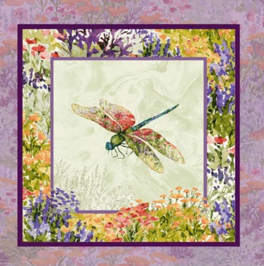 Dragonfly Dance Fabric by Henry Glass – Nature-Inspired Dragonflies & Wildflowers Quilt Blocks | 100% Cotton