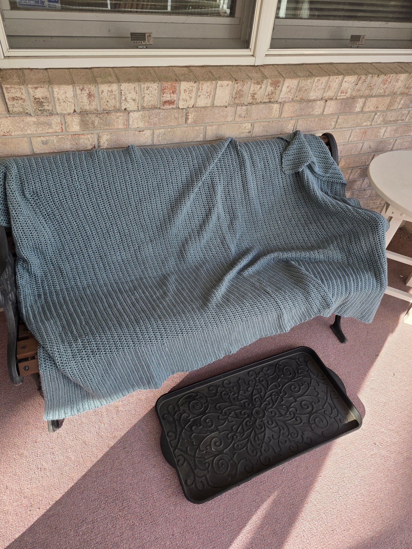 Dusty Teal Hand-Crocheted Blanket – Soft & Luxurious