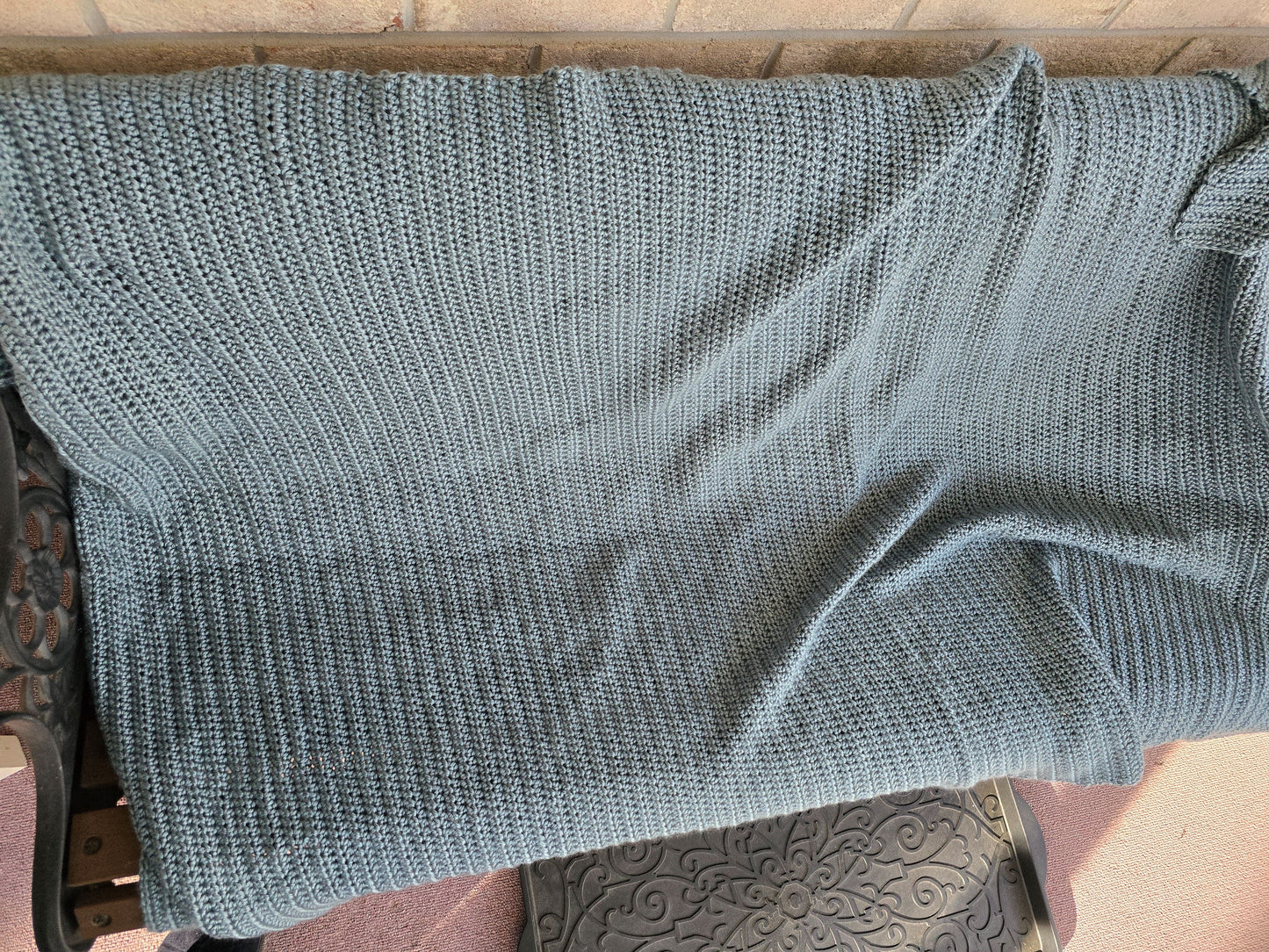 Dusty Teal Hand-Crocheted Blanket – Soft & Luxurious