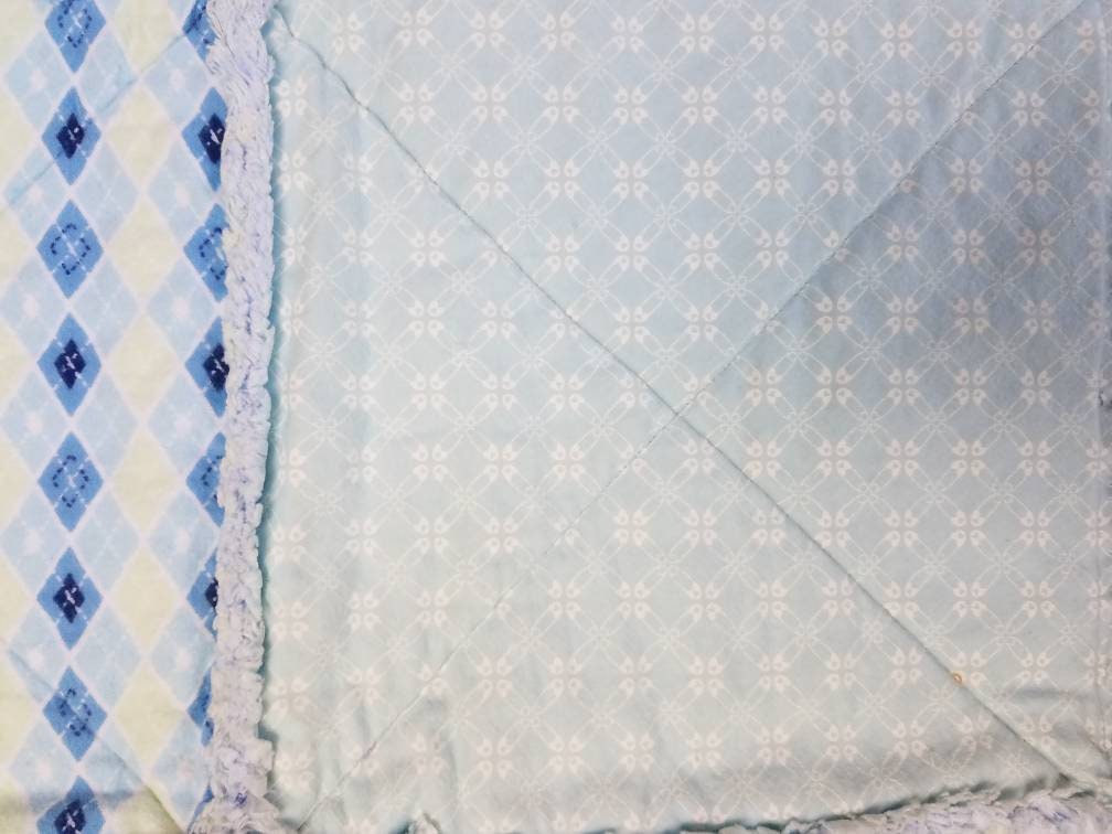 Blue vintage style infant quilt