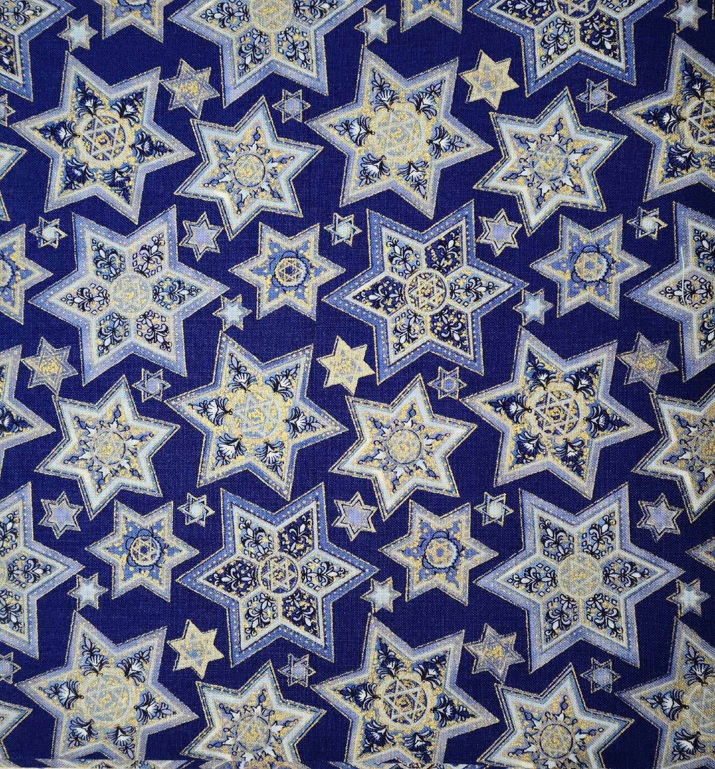 25 Blue Snowflake Stars 10" pre-cut cotton fabric